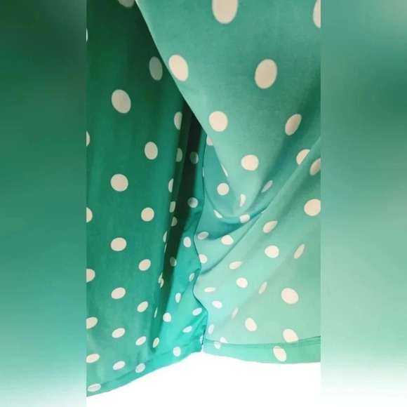 DressBarn, Size 14, Green Polka Dot Wrap Waist Dress - Picture 8 of 10